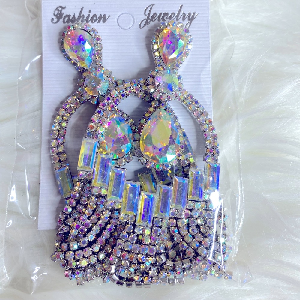 Jeweled AB stone with Rhinestone earrings